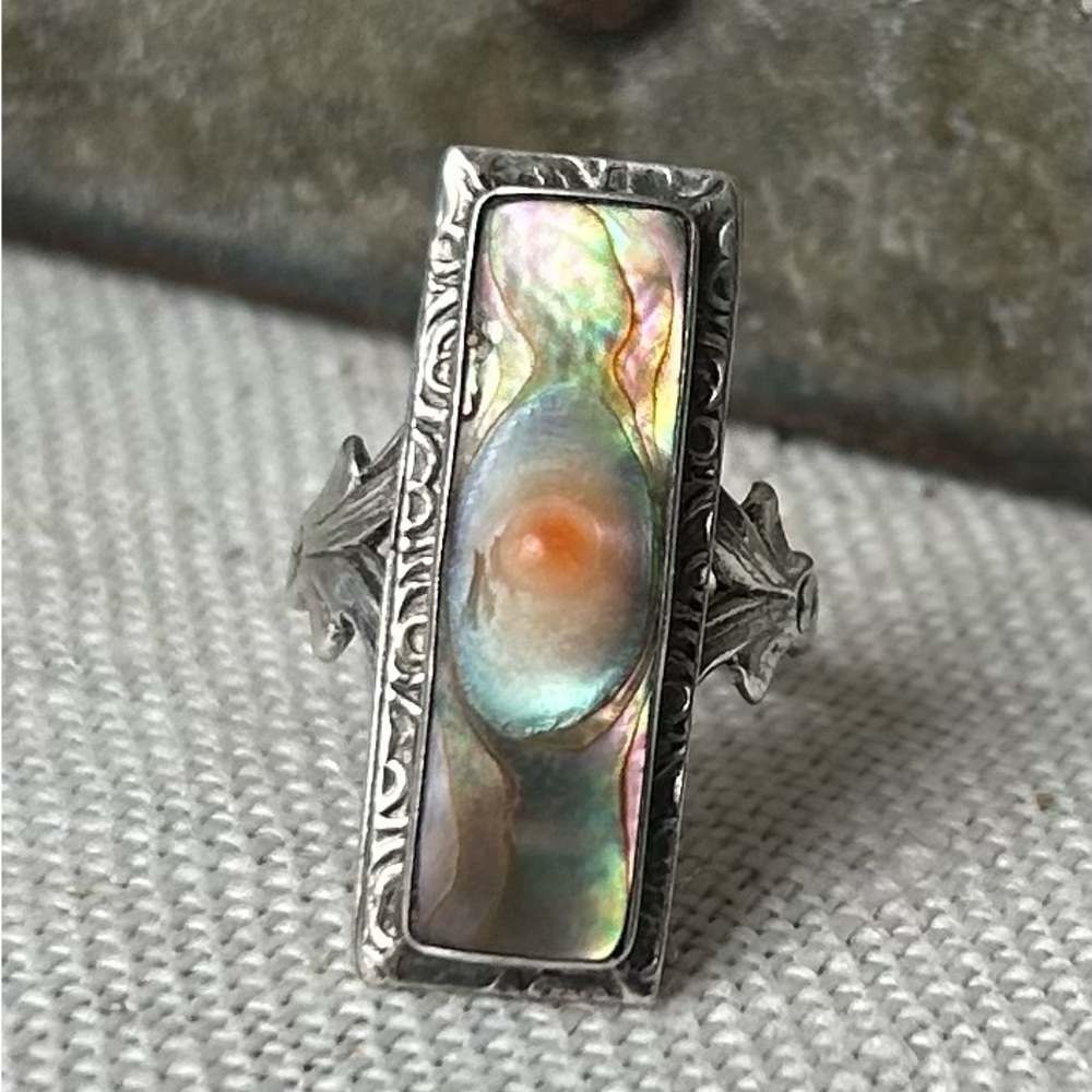 Antique Sterling Blister Pearl Ring - Picture 11 of 11